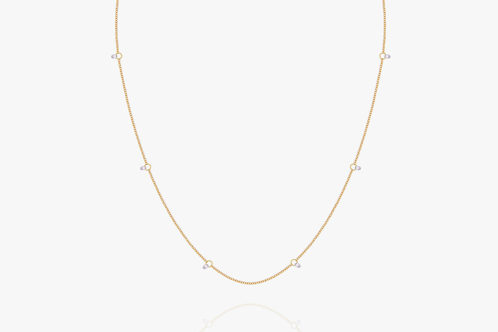 Un Filo Di Luce Briolette 6 White Diamonds Necklace