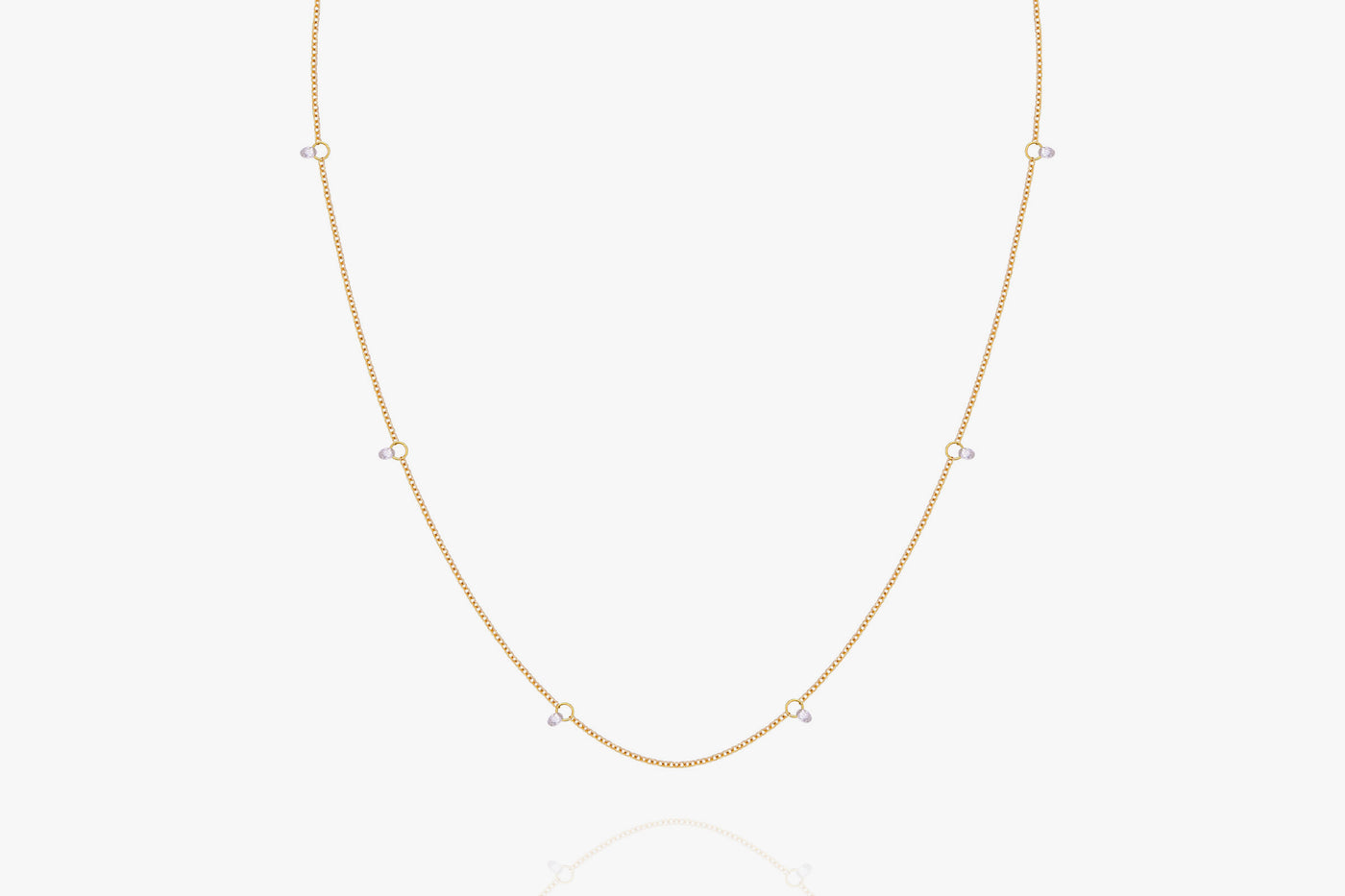 Un Filo Di Luce Briolette 6 White Diamonds Necklace