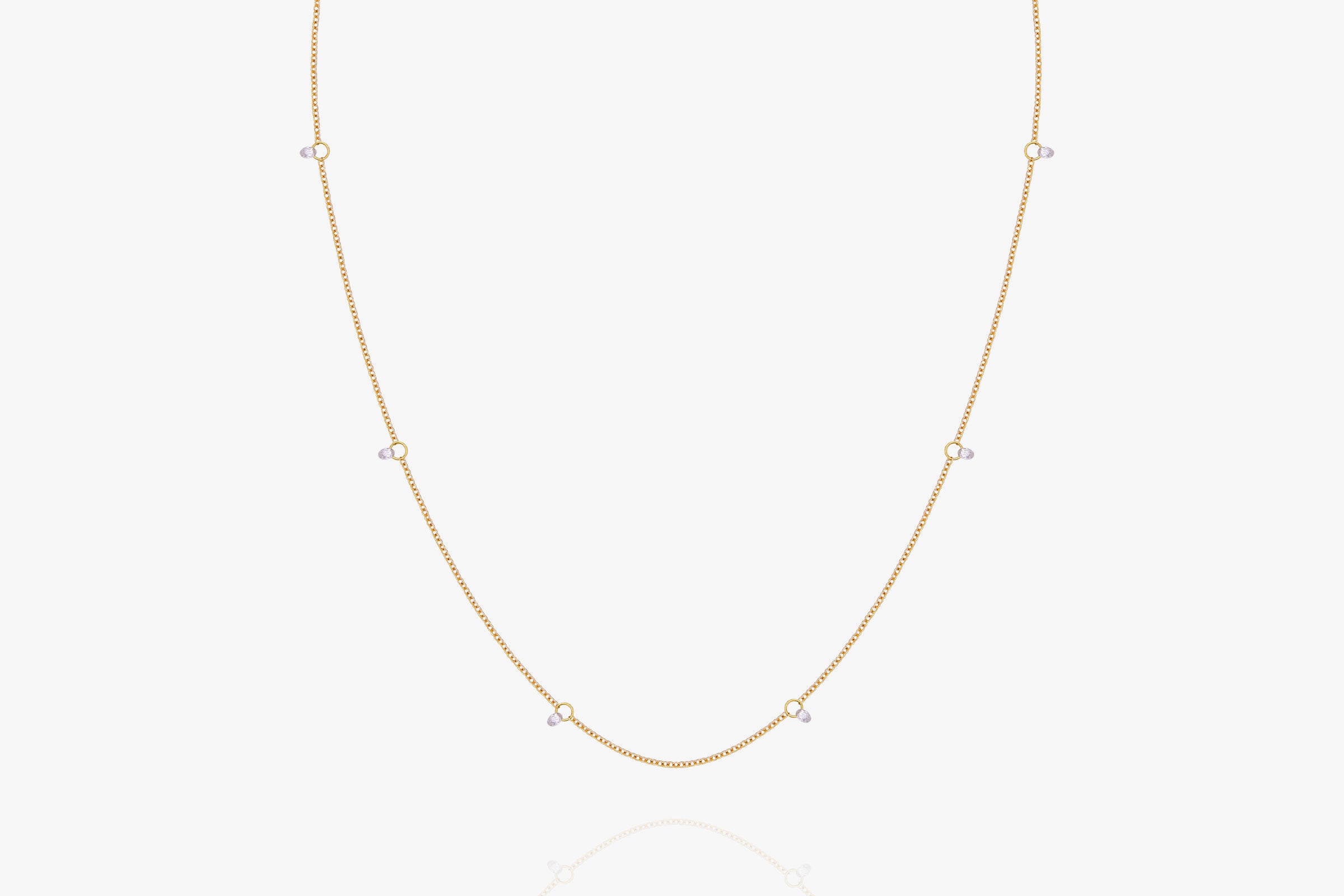 Un Filo Di Luce Briolette 6 White Diamonds Necklace