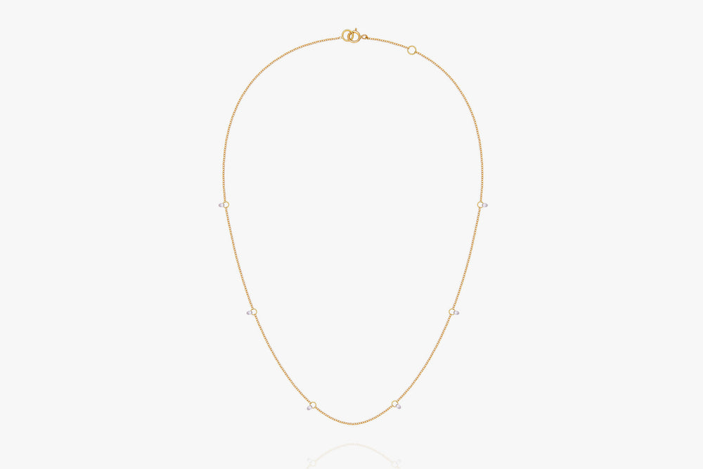 Un Filo Di Luce Briolette 6 White Diamonds Necklace