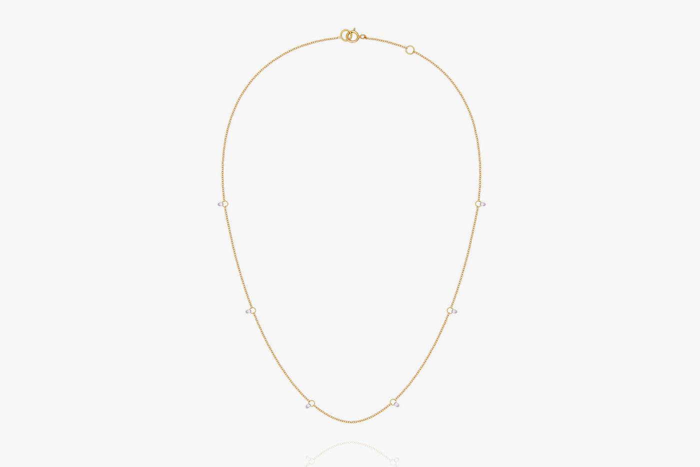 Un Filo Di Luce Briolette 6 White Diamonds Necklace