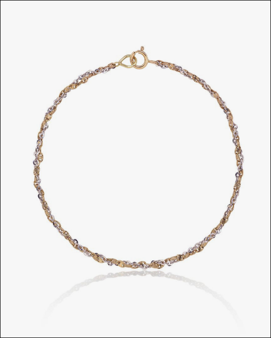 Bracciale Treccia Oro Giallo e Bianco